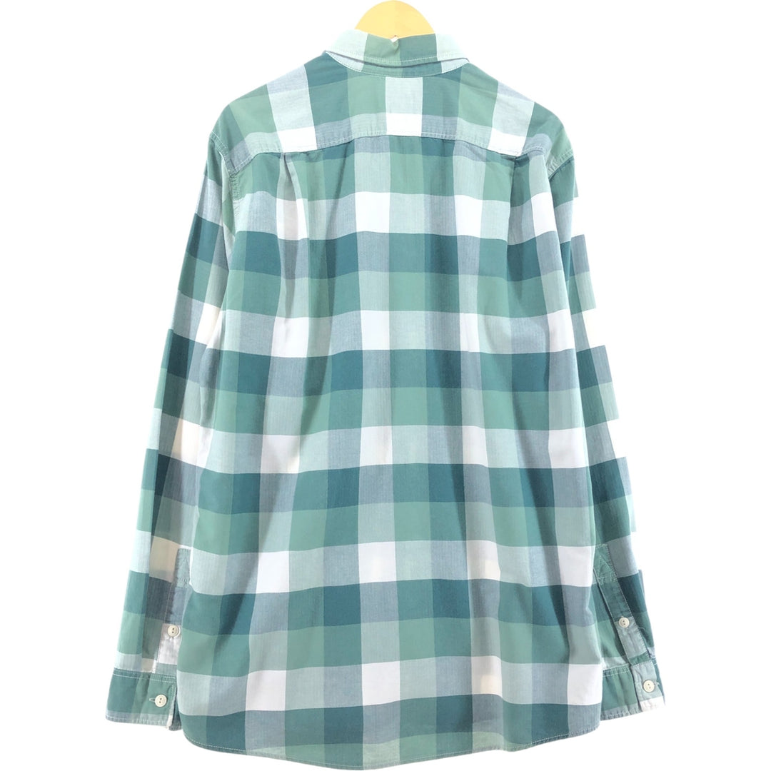 Eddie Bauer RELAXED FIT long sleeve cotton check shirt, men's size L cotton green type Vintage Second Hand