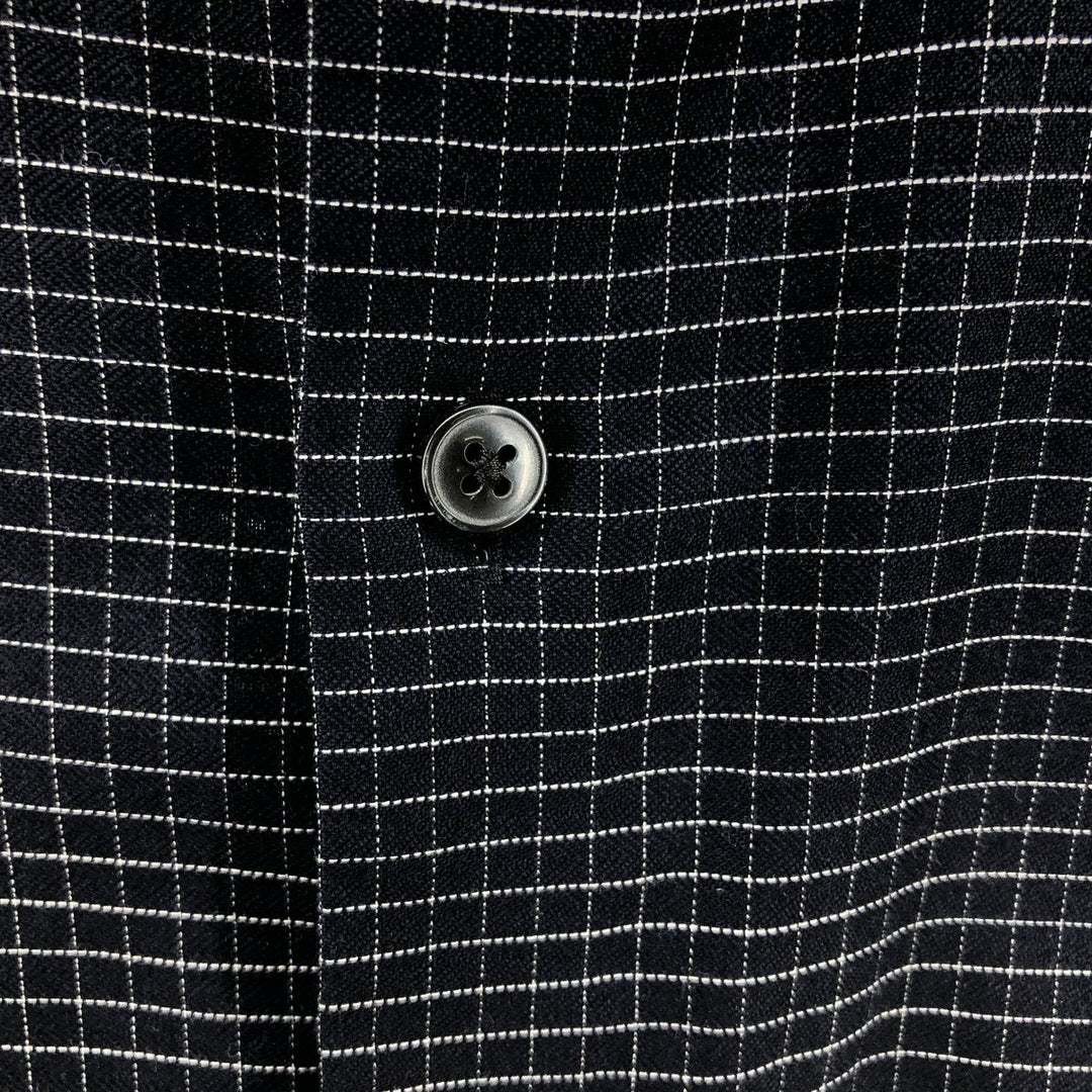 Calvin Klein Wide Collar Long Sleeve Check Shirt Men's Size L unknown navy blue type Vintage Second Hand