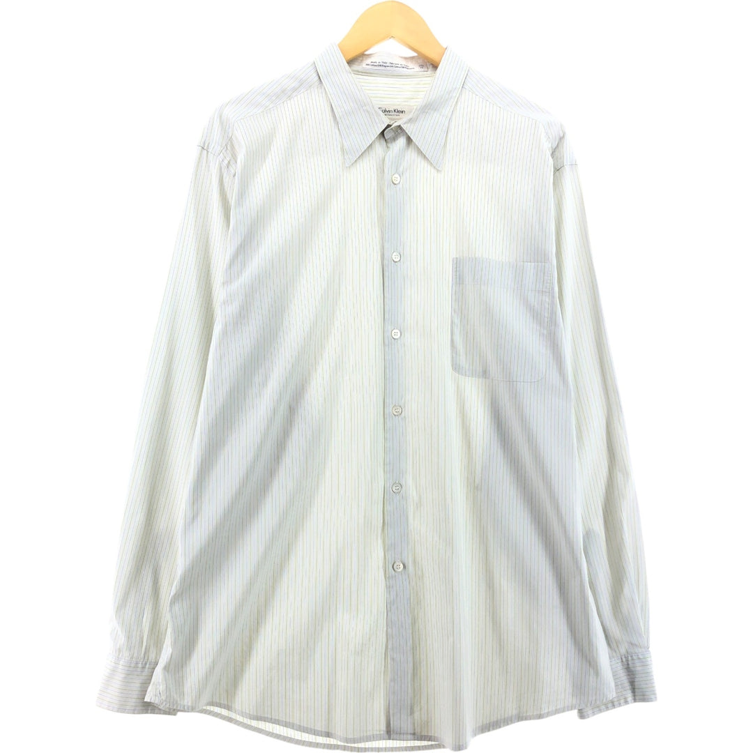 Calvin Klein Multi-stripe Long Sleeve Cotton Striped Shirt Made in Italy Men's XL cotton gray type Vintage Second Hand