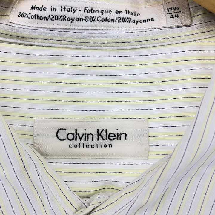 Calvin Klein Multi-stripe Long Sleeve Cotton Striped Shirt Made in Italy Men's XL cotton gray type Vintage Second Hand