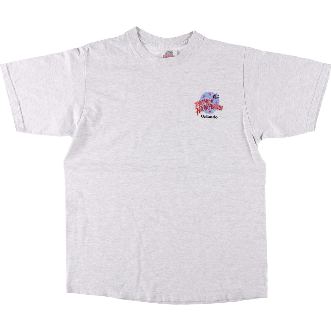 90'S PLANET HOLLYWOOD Advertising T-shirt Made in USA Men's XL Vintage cotton gray type Vintage Second Hand