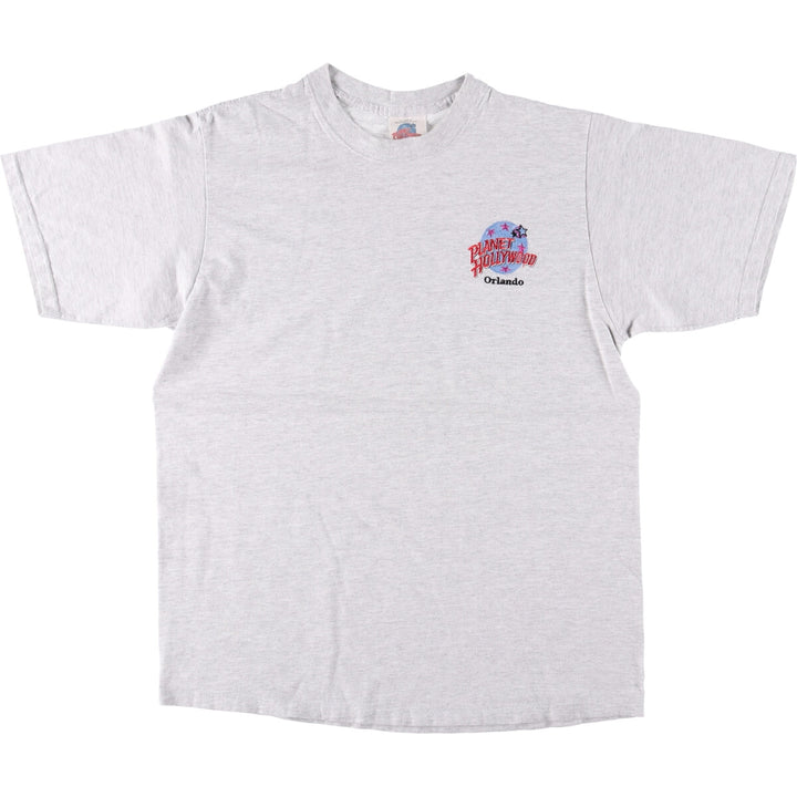 90'S PLANET HOLLYWOOD Advertising T-shirt Made in USA Men's XL Vintage cotton gray type Vintage Second Hand