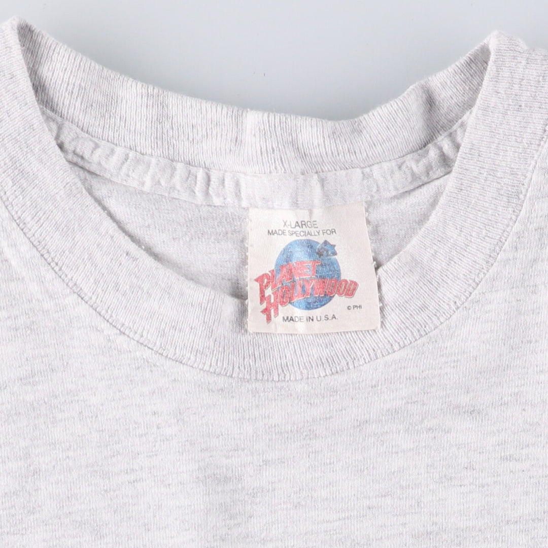 90'S PLANET HOLLYWOOD Advertising T-shirt Made in USA Men's XL Vintage cotton gray type Vintage Second Hand