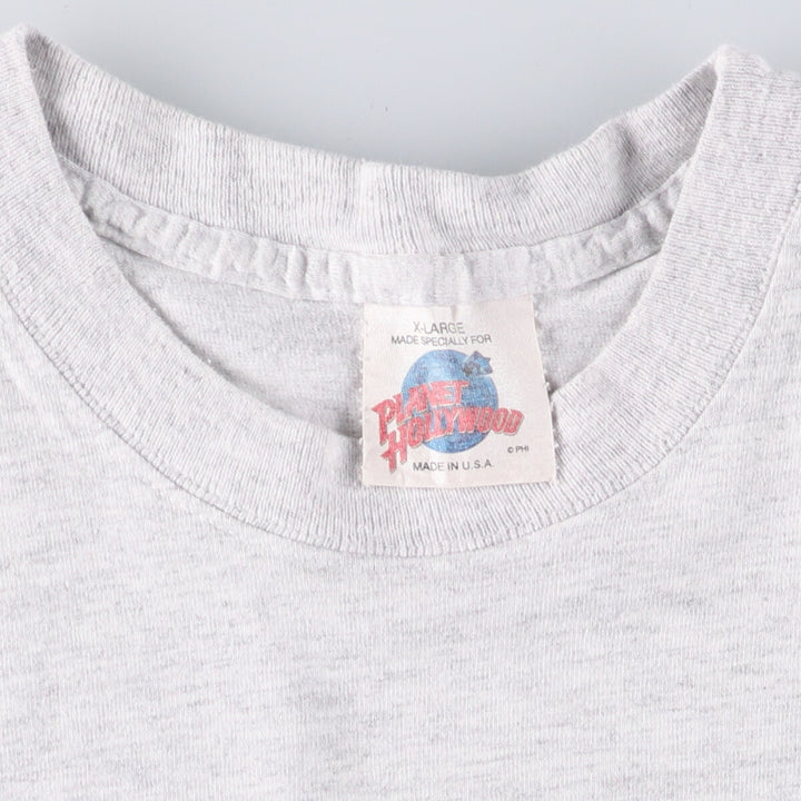 90'S PLANET HOLLYWOOD Advertising T-shirt Made in USA Men's XL Vintage cotton gray type Vintage Second Hand