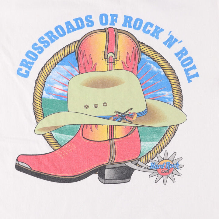 90'S HARD ROCK CAFE Hard Rock Cafe Advertising T-shirt Made in USA Men's L Vintage cotton white type Vintage Second Hand
