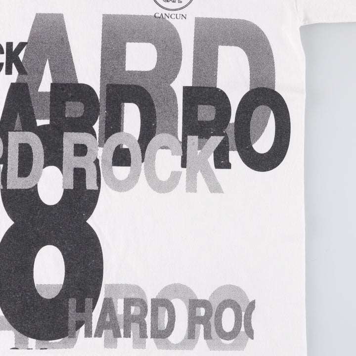 90'S HARD ROCK CAFE Hard Rock Cafe Large Print Advertising T-Shirt Men's L Size Vintage cotton white type Vintage Second Hand