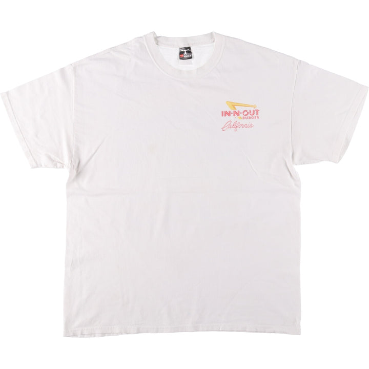 Hanes BEEFY-T IN-N-OUT BURGER Advertising T-shirt, Men's XL size cotton white type Vintage Second Hand