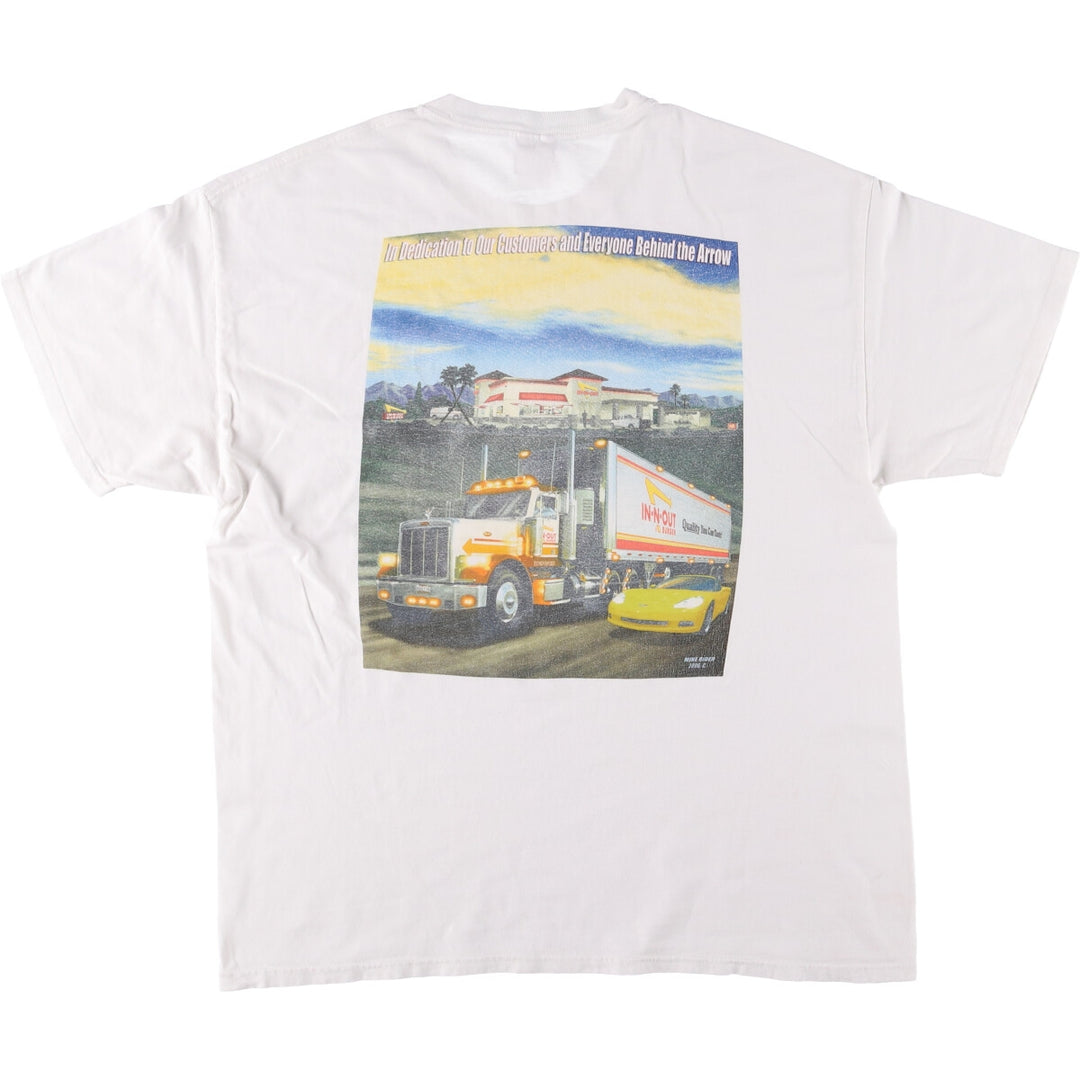 Hanes BEEFY-T IN-N-OUT BURGER Advertising T-shirt, Men's XL size cotton white type Vintage Second Hand