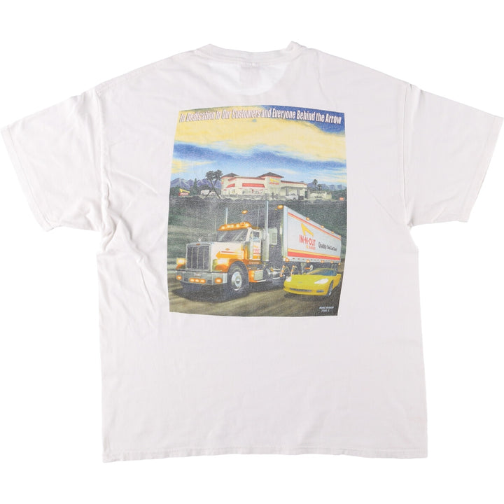 Hanes BEEFY-T IN-N-OUT BURGER Advertising T-shirt, Men's XL size cotton white type Vintage Second Hand