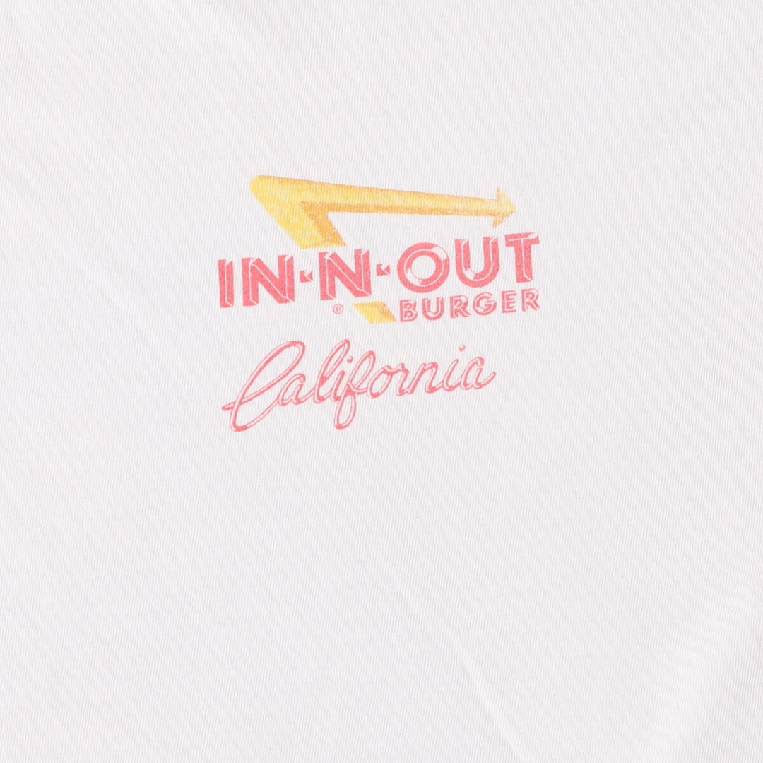 Hanes BEEFY-T IN-N-OUT BURGER Advertising T-shirt, Men's XL size cotton white type Vintage Second Hand