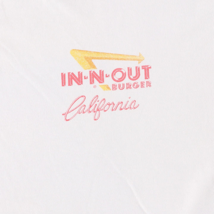Hanes BEEFY-T IN-N-OUT BURGER Advertising T-shirt, Men's XL size cotton white type Vintage Second Hand