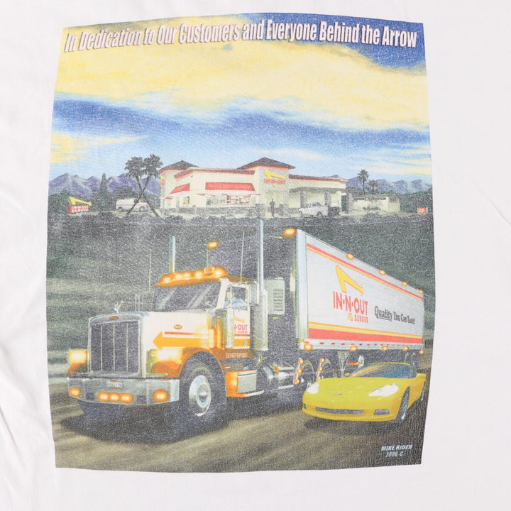 Hanes BEEFY-T IN-N-OUT BURGER Advertising T-shirt, Men's XL size cotton white type Vintage Second Hand
