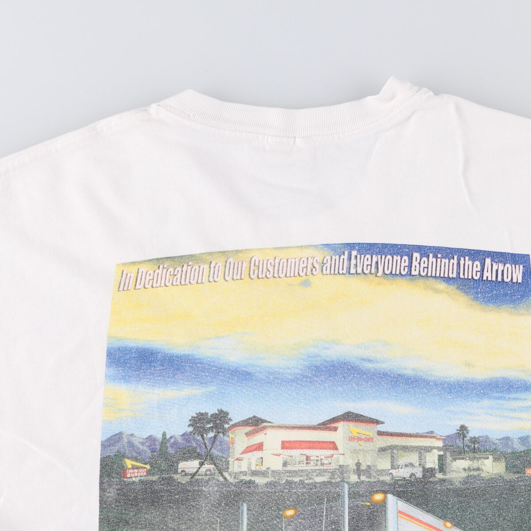 Hanes BEEFY-T IN-N-OUT BURGER Advertising T-shirt, Men's XL size cotton white type Vintage Second Hand