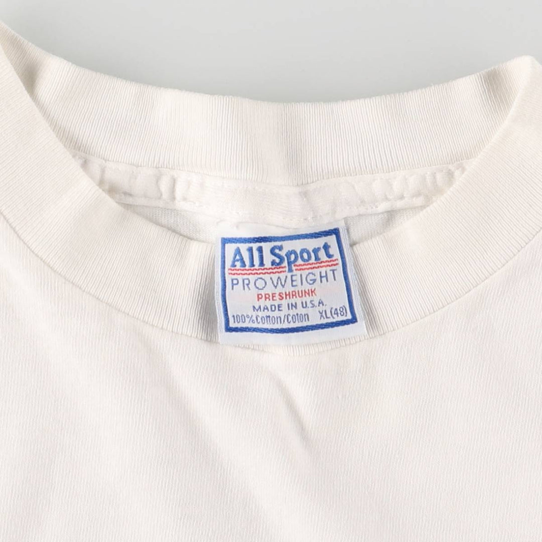 90'S All Sports ALL SPORT Printed T-shirt Made in USA Men's XL Vintage cotton white type Vintage Second Hand