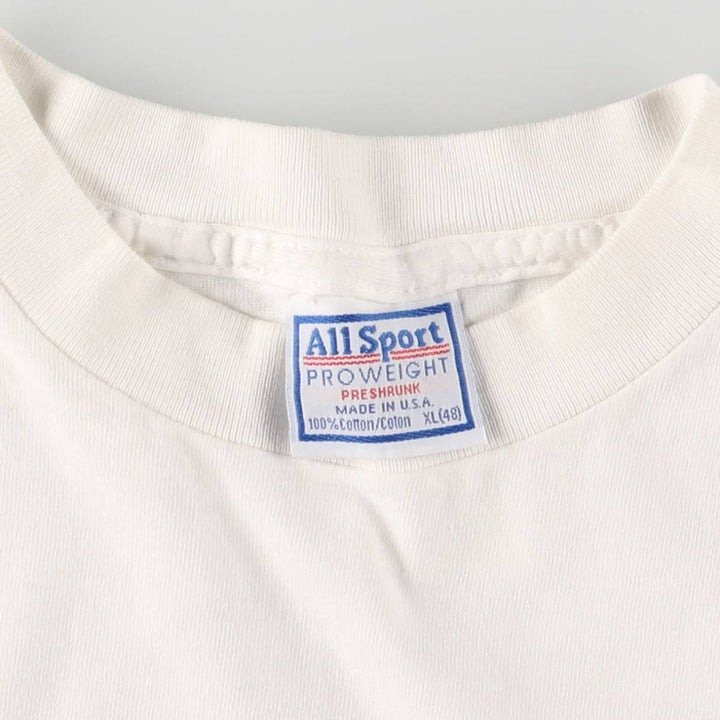 90'S All Sports ALL SPORT Printed T-shirt Made in USA Men's XL Vintage cotton white type Vintage Second Hand