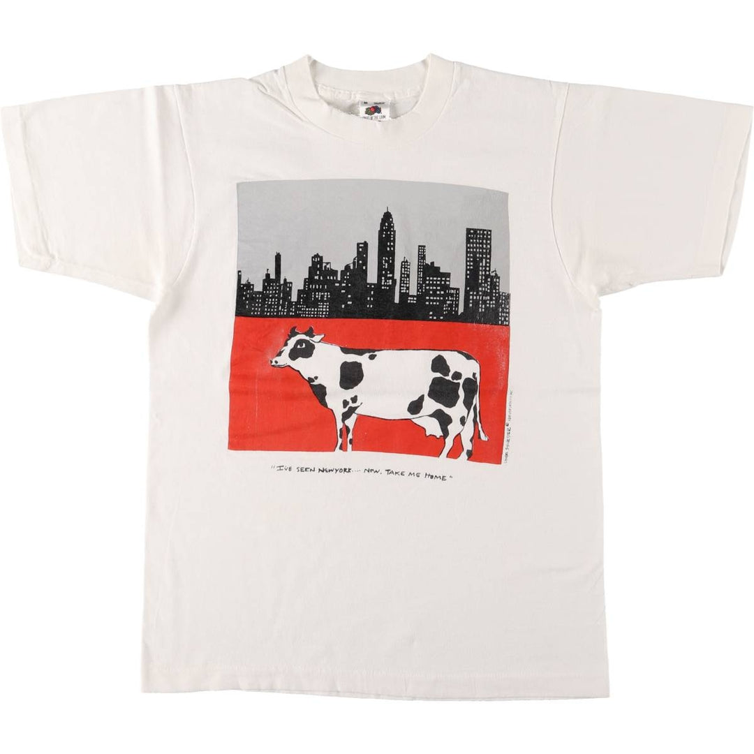 90'S Fruit of the Loom Take Me Home Art T-shirt Made in USA Men's M Vintage cotton white type Vintage Second Hand