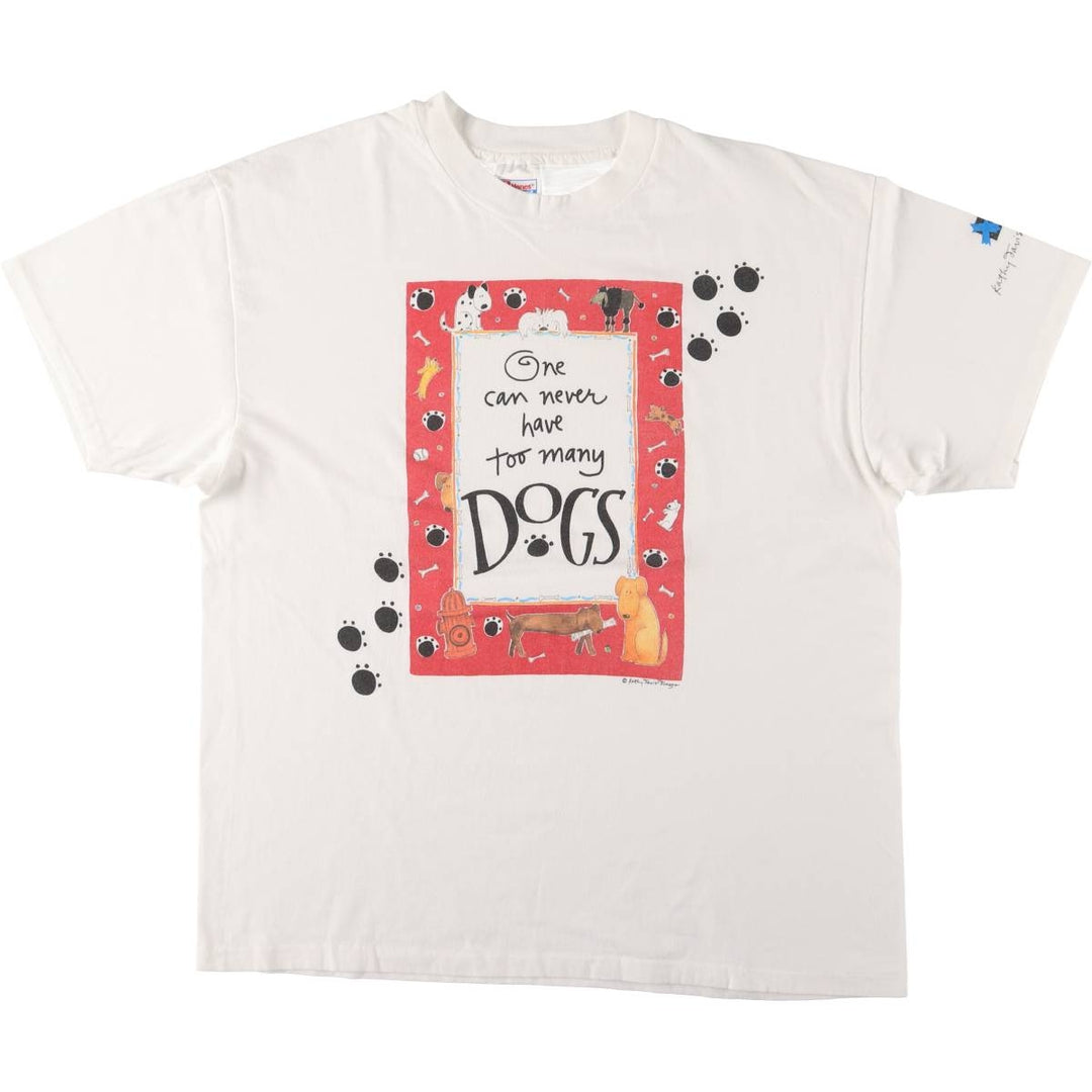 Vintage 90'S Hanes Dog Print T-Shirt, Men's XL cotton white type Vintage Second Hand