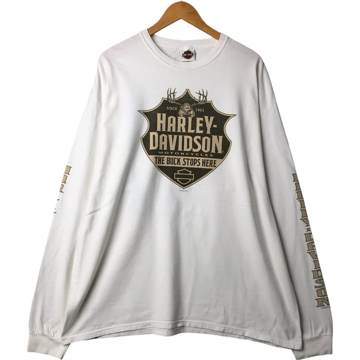 Harley-Davidson Eagle Pattern Long T-shirt, Men's XXL cotton white type Vintage Second Hand