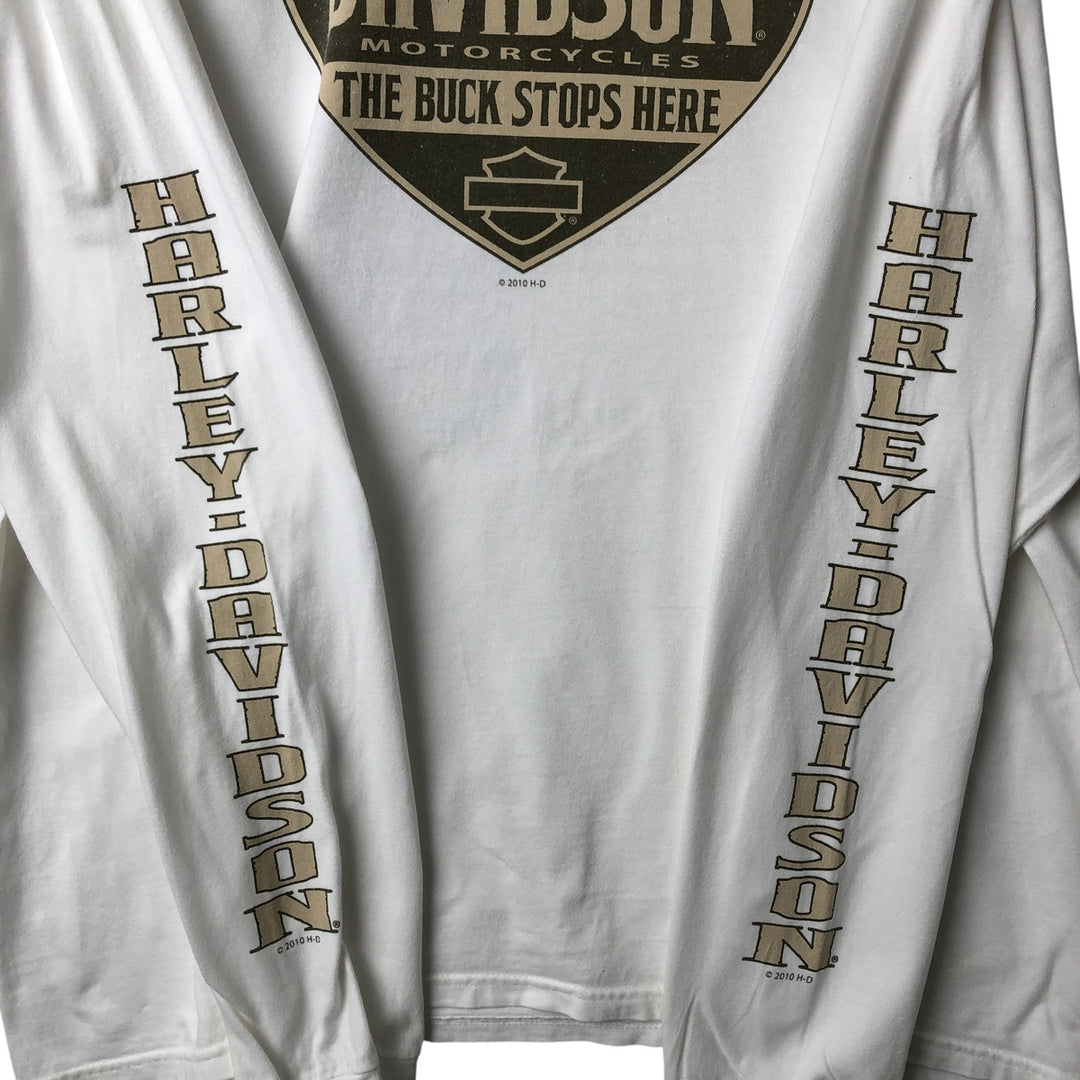 Harley-Davidson Eagle Pattern Long T-shirt, Men's XXL cotton white type Vintage Second Hand
