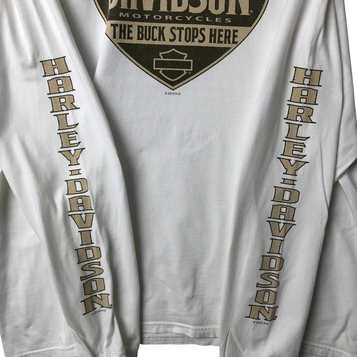 Harley-Davidson Eagle Pattern Long T-shirt, Men's XXL cotton white type Vintage Second Hand