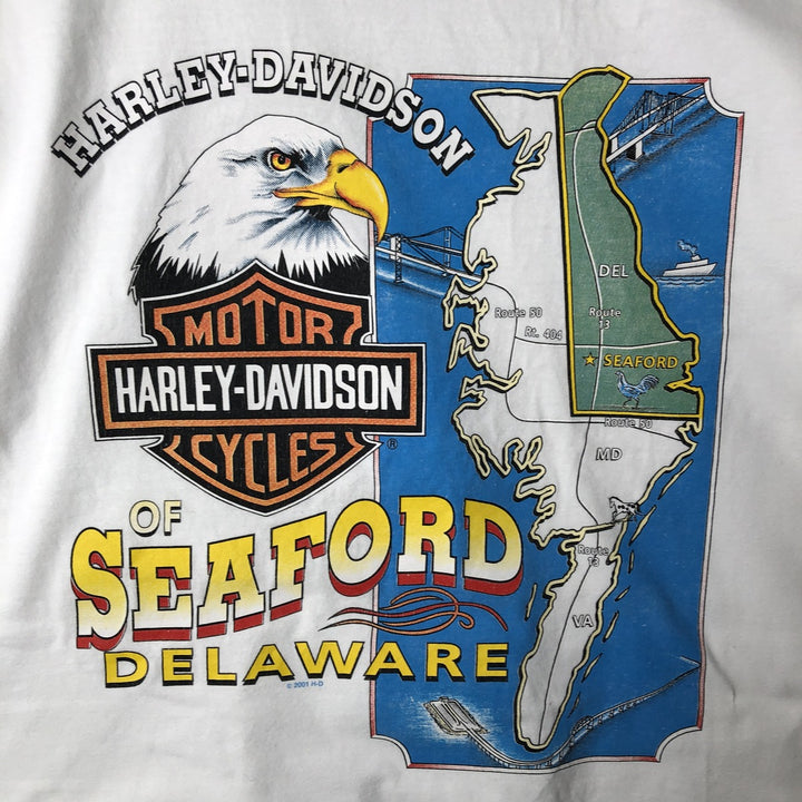 Harley-Davidson Eagle Pattern Long T-shirt, Men's XXL cotton white type Vintage Second Hand