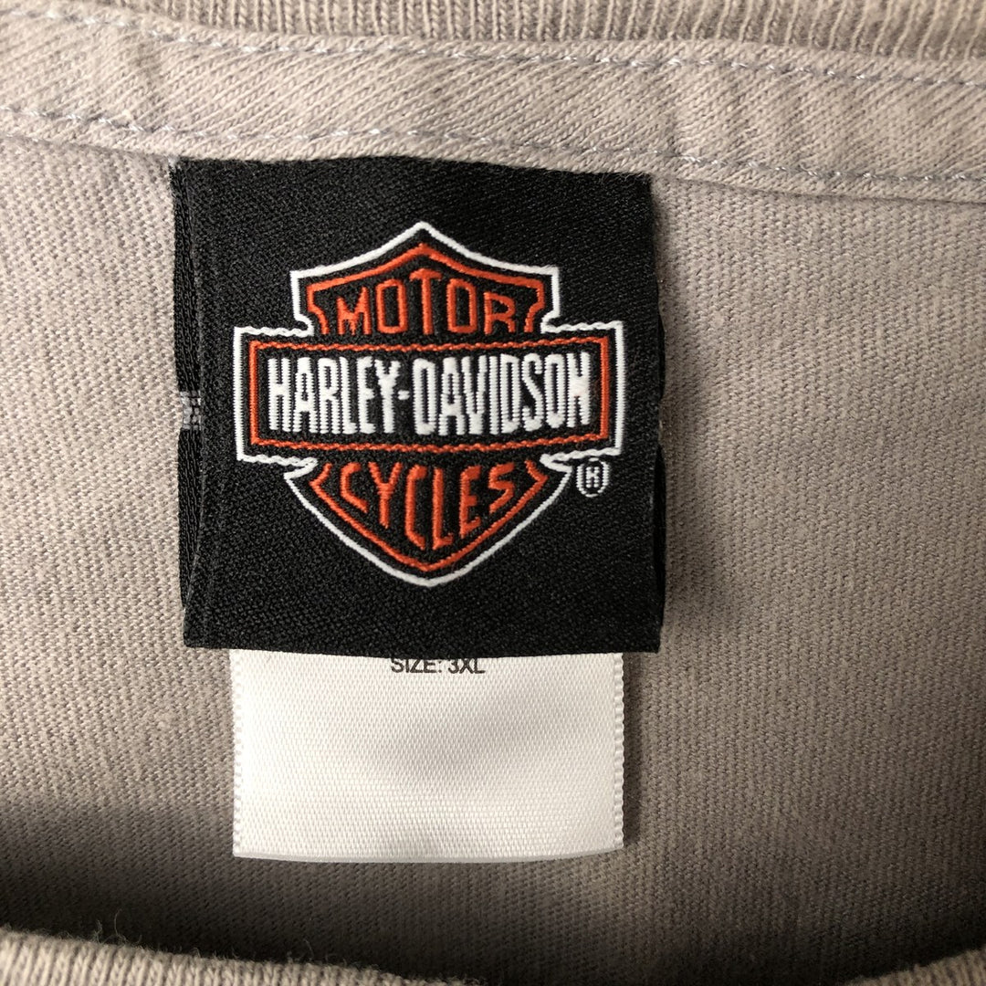 Big size 00'S Harley-Davidson Pin-up Girl long T-shirt, made in the USA, men's XXXL equivalent cotton gray type Vintage Second Hand