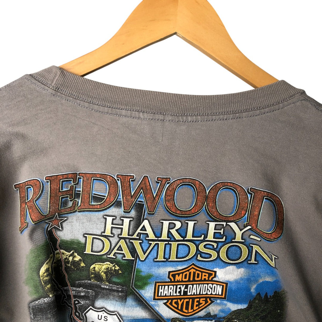 Big size 00'S Harley-Davidson Pin-up Girl long T-shirt, made in the USA, men's XXXL equivalent cotton gray type Vintage Second Hand