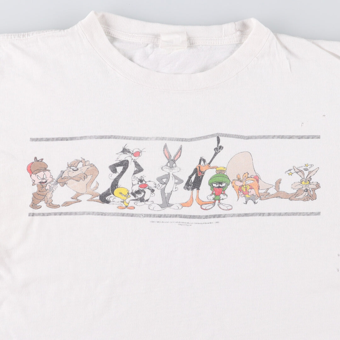90'S LOONEY TUNES Bugs Bunny Looney Tunes character print T-shirt men's L equivalent vintage unclear white type Vintage Second Hand