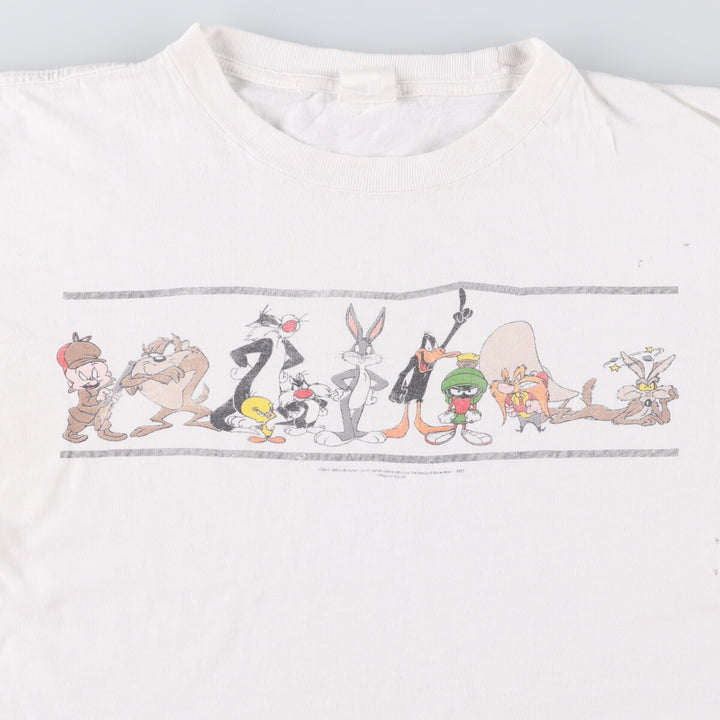 90'S LOONEY TUNES Bugs Bunny Looney Tunes character print T-shirt men's L equivalent vintage unclear white type Vintage Second Hand
