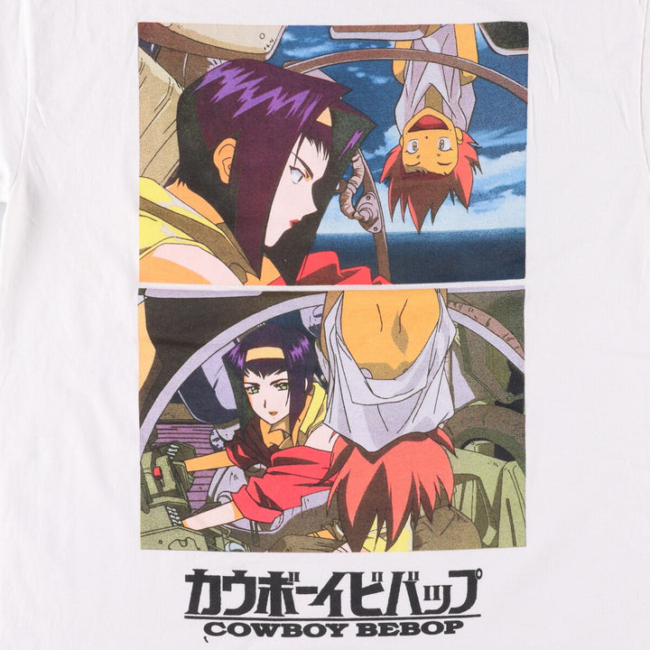 COWBOY BEEBOP Cowboy Bebop Anime Character Print T-shirt Men's M size cotton white type Vintage Second Hand
