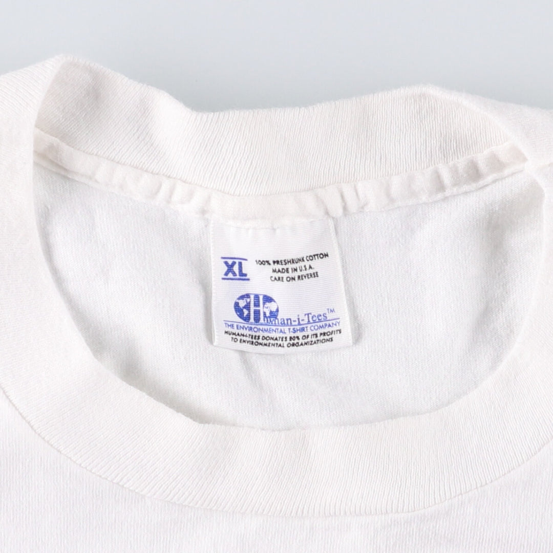 90'S HUMAN-I-TEES Eagle Pattern Animal T-shirt Made in USA Men's XL Vintage cotton white type Vintage Second Hand