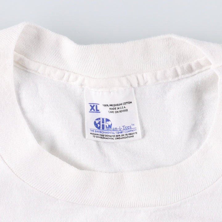 90'S HUMAN-I-TEES Eagle Pattern Animal T-shirt Made in USA Men's XL Vintage cotton white type Vintage Second Hand