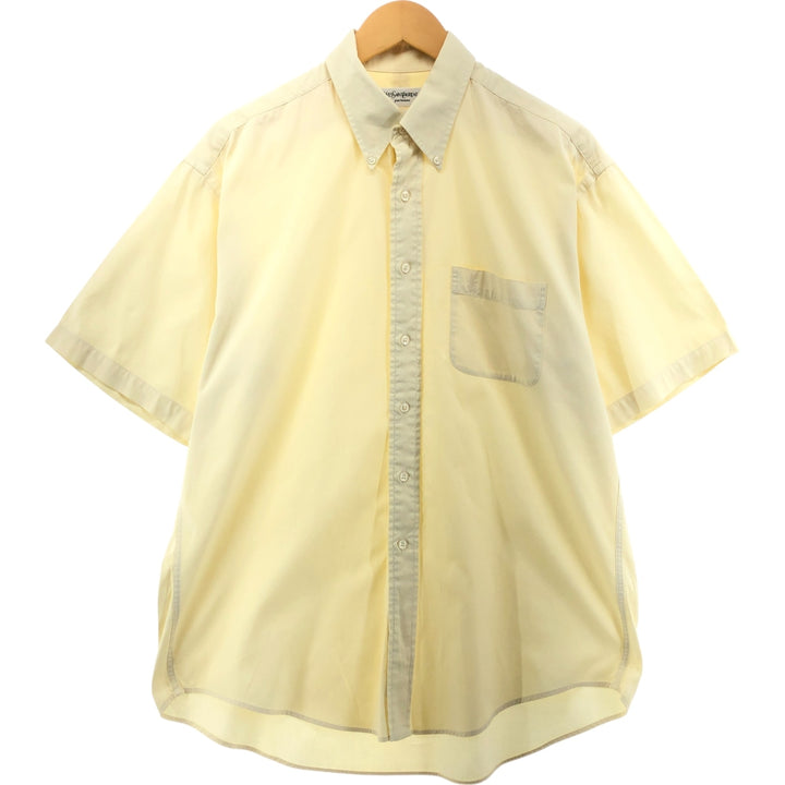 Yves Saint Laurent POUR HOMME short-sleeved button-down shirt, men's size L cotton unbleached Vintage Second Hand