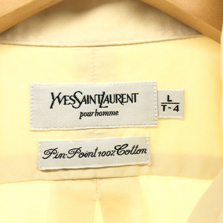 Yves Saint Laurent POUR HOMME short-sleeved button-down shirt, men's size L cotton unbleached Vintage Second Hand