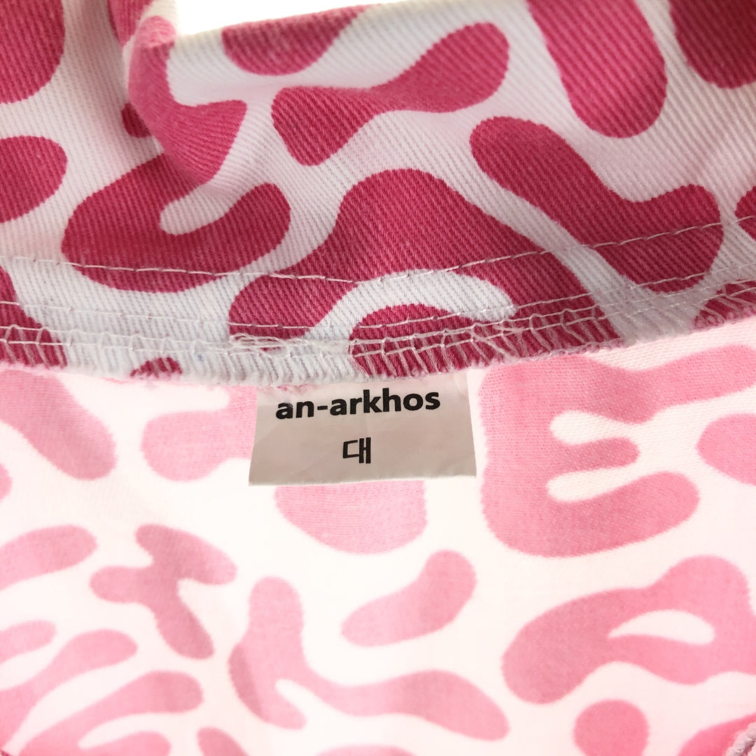 PRONTI All-over Bacteria Camo Short Sleeve Open Collar Polyester Shirt Box Shirt Men's L Size polyester pink type Vintage Second Hand