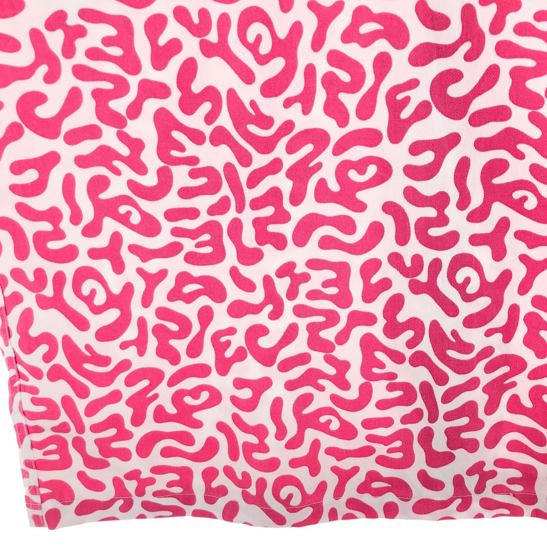PRONTI All-over Bacteria Camo Short Sleeve Open Collar Polyester Shirt Box Shirt Men's L Size polyester pink type Vintage Second Hand