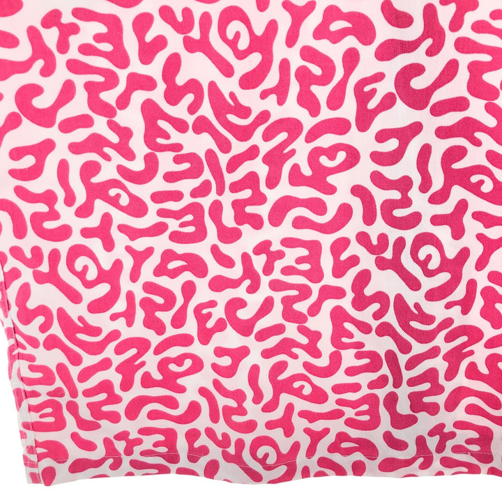 PRONTI All-over Bacteria Camo Short Sleeve Open Collar Polyester Shirt Box Shirt Men's L Size polyester pink type Vintage Second Hand