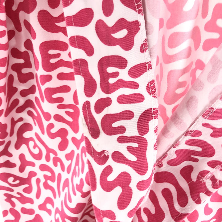 PRONTI All-over Bacteria Camo Short Sleeve Open Collar Polyester Shirt Box Shirt Men's L Size polyester pink type Vintage Second Hand
