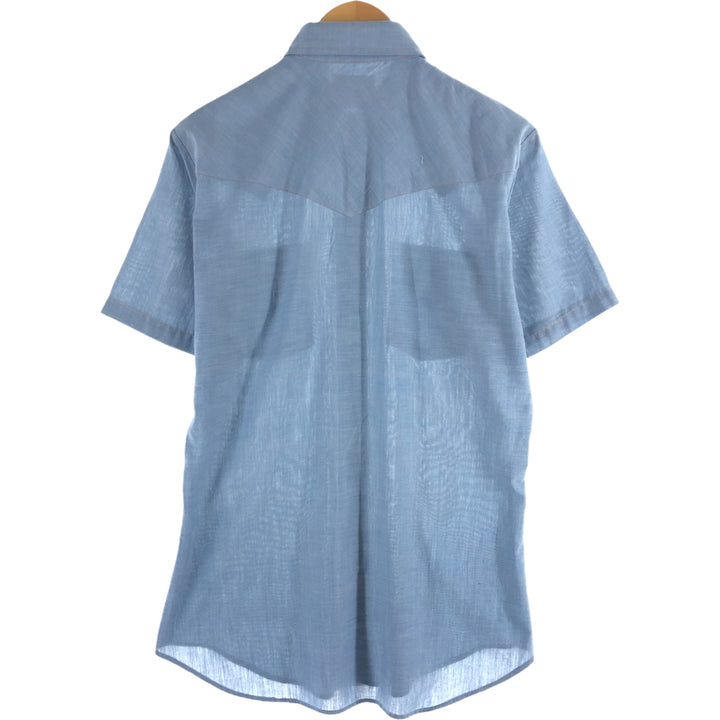 ELY PLAINS Short Sleeve Western Shirt, Men's M Size polyester blue type Vintage Second Hand