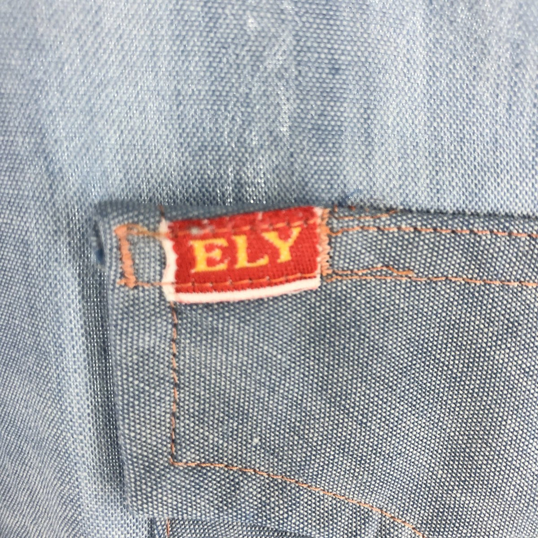ELY PLAINS Short Sleeve Western Shirt, Men's M Size polyester blue type Vintage Second Hand