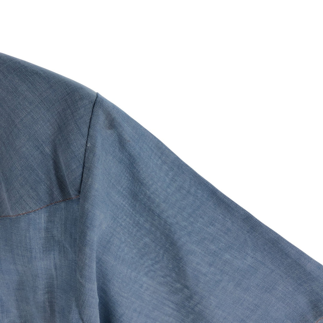 ELY PLAINS Short Sleeve Western Shirt, Men's M Size polyester blue type Vintage Second Hand