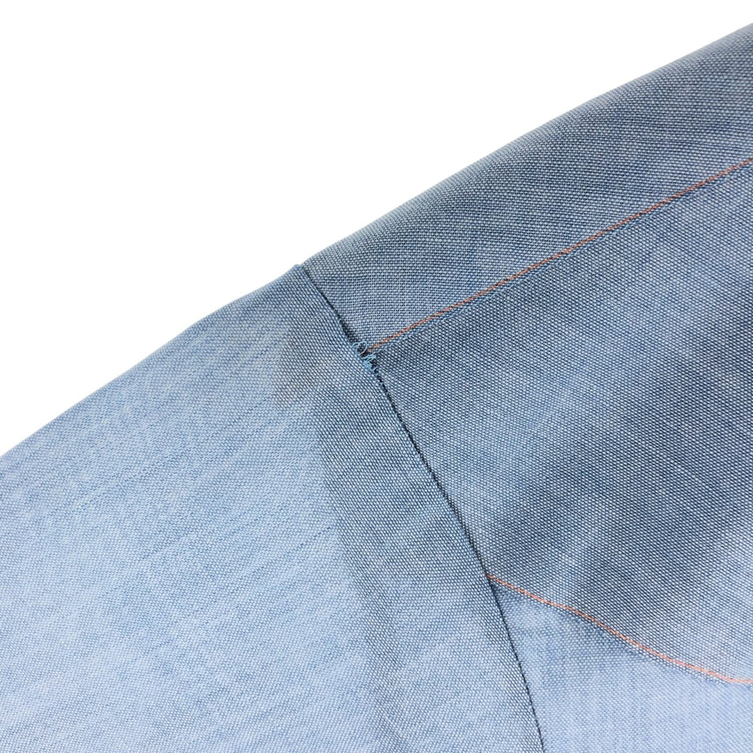 ELY PLAINS Short Sleeve Western Shirt, Men's M Size polyester blue type Vintage Second Hand