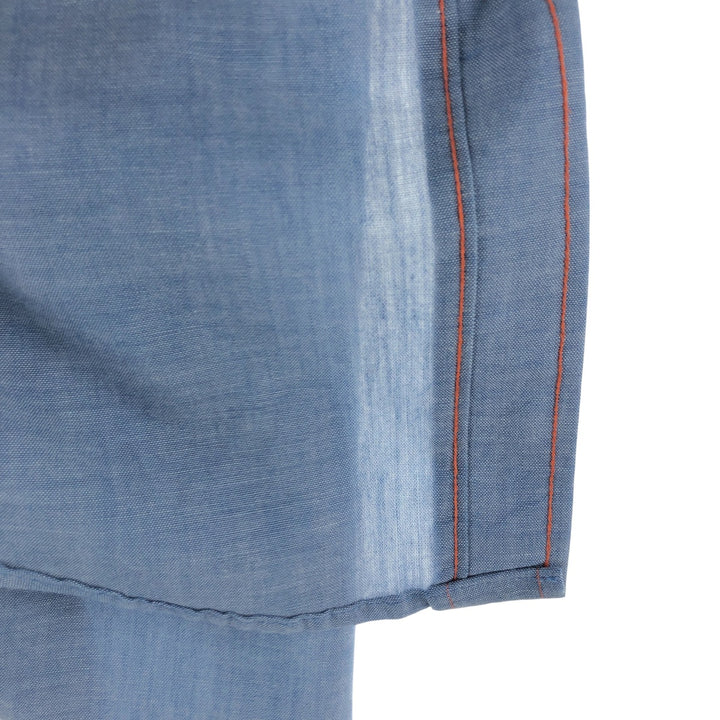 ELY PLAINS Short Sleeve Western Shirt, Men's M Size polyester blue type Vintage Second Hand