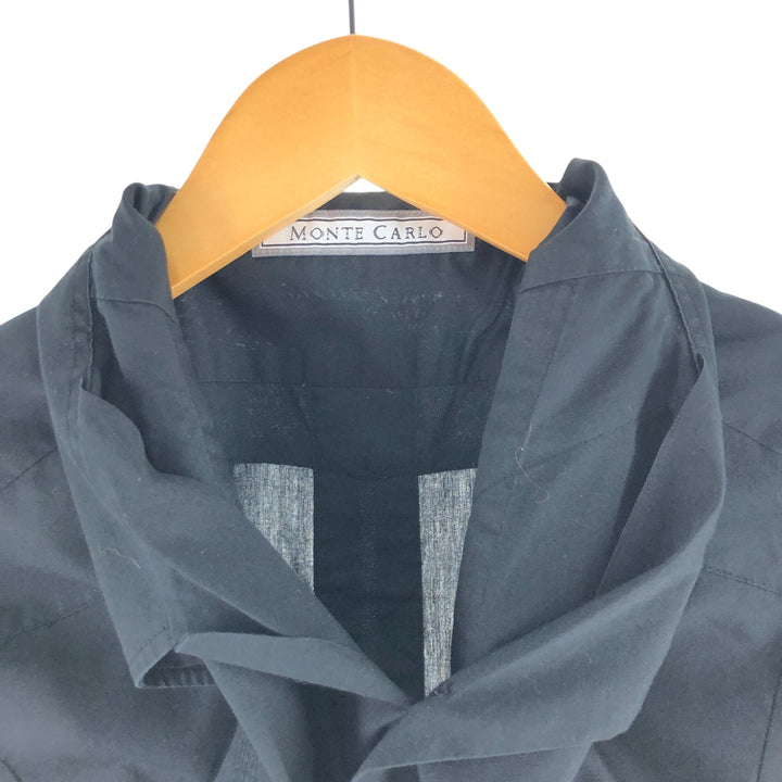 MONTE CARLO Short Sleeve Open Collar Mexican Shirt Cuban Shirt Box Shirt Men's XL polyester black type Vintage Second Hand