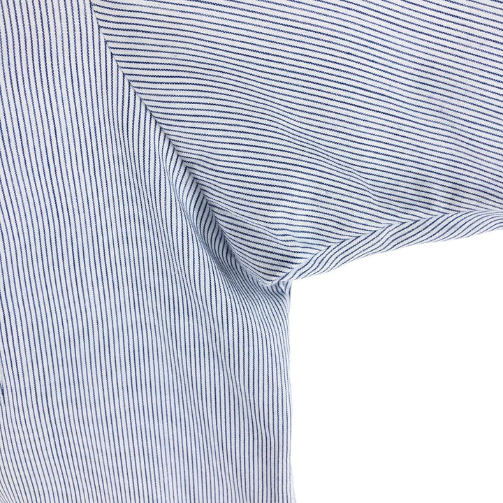 90'S ROMANI Stripe Pattern Short Sleeve Cuban Shirt Box Shirt Men's XL polyester white type Vintage Second Hand