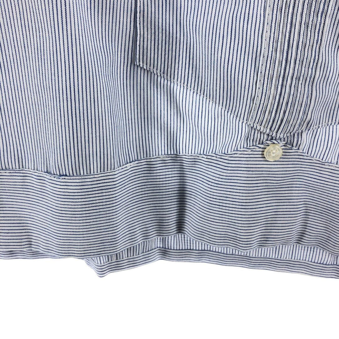 90'S ROMANI Stripe Pattern Short Sleeve Cuban Shirt Box Shirt Men's XL polyester white type Vintage Second Hand