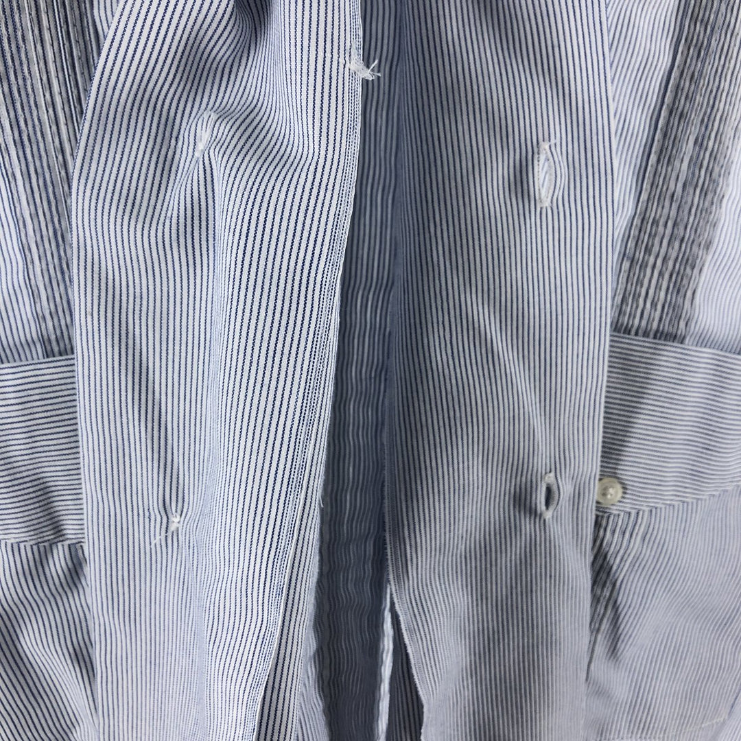 90'S ROMANI Stripe Pattern Short Sleeve Cuban Shirt Box Shirt Men's XL polyester white type Vintage Second Hand