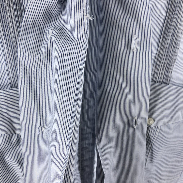 90'S ROMANI Stripe Pattern Short Sleeve Cuban Shirt Box Shirt Men's XL polyester white type Vintage Second Hand