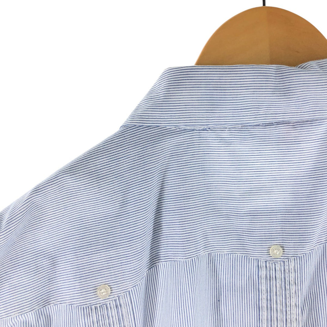 90'S ROMANI Stripe Pattern Short Sleeve Cuban Shirt Box Shirt Men's XL polyester white type Vintage Second Hand