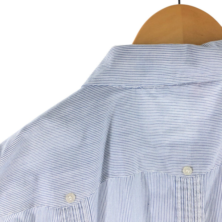 90'S ROMANI Stripe Pattern Short Sleeve Cuban Shirt Box Shirt Men's XL polyester white type Vintage Second Hand